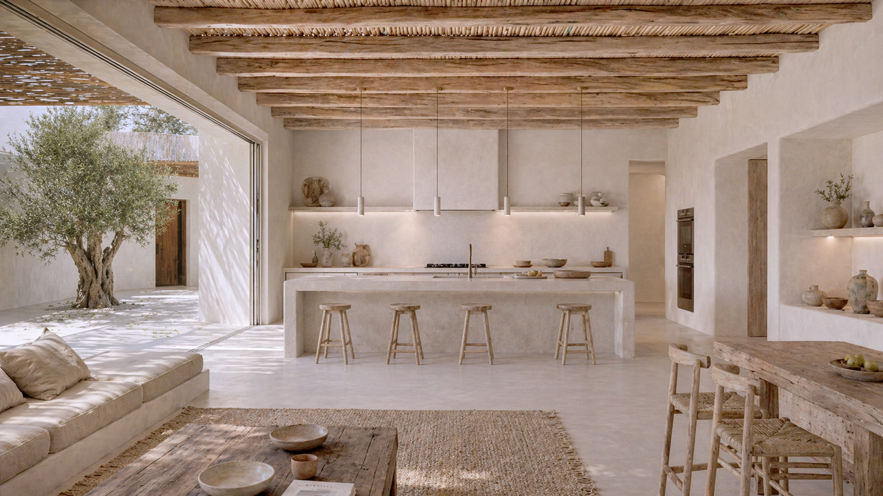 Referencia cocina con vigas de madera