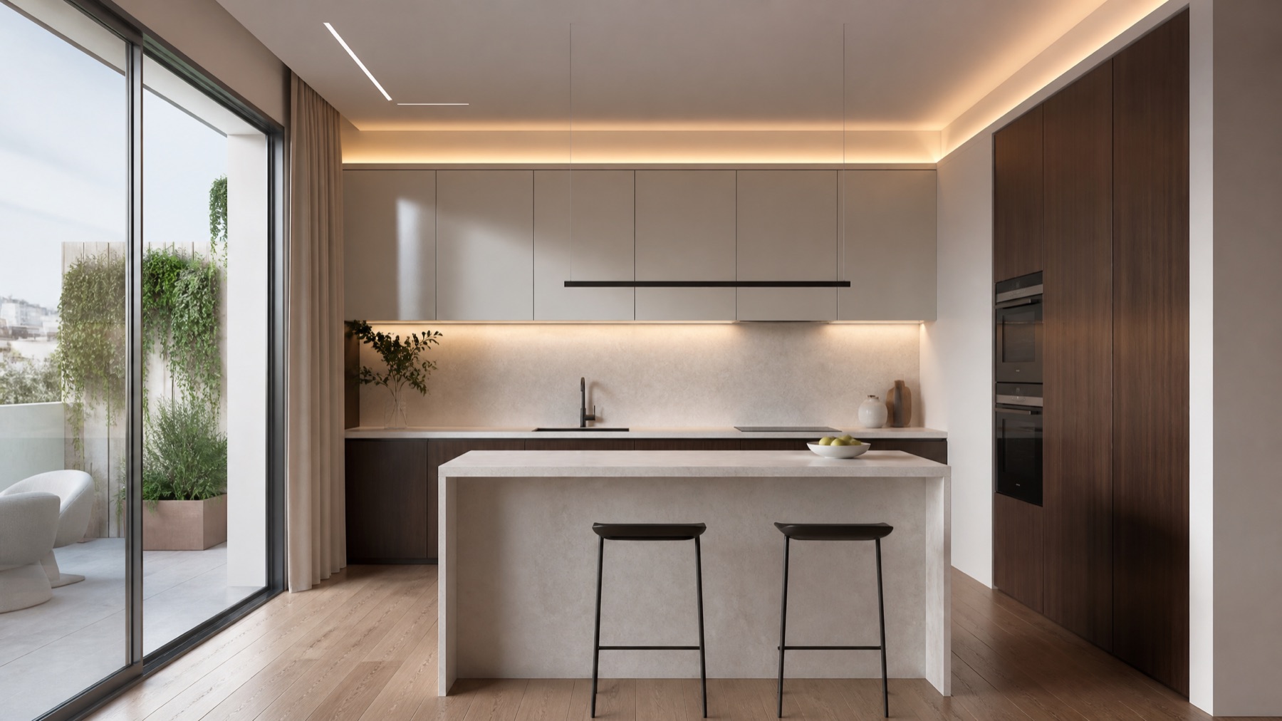 Cocina con isla abierta al salón