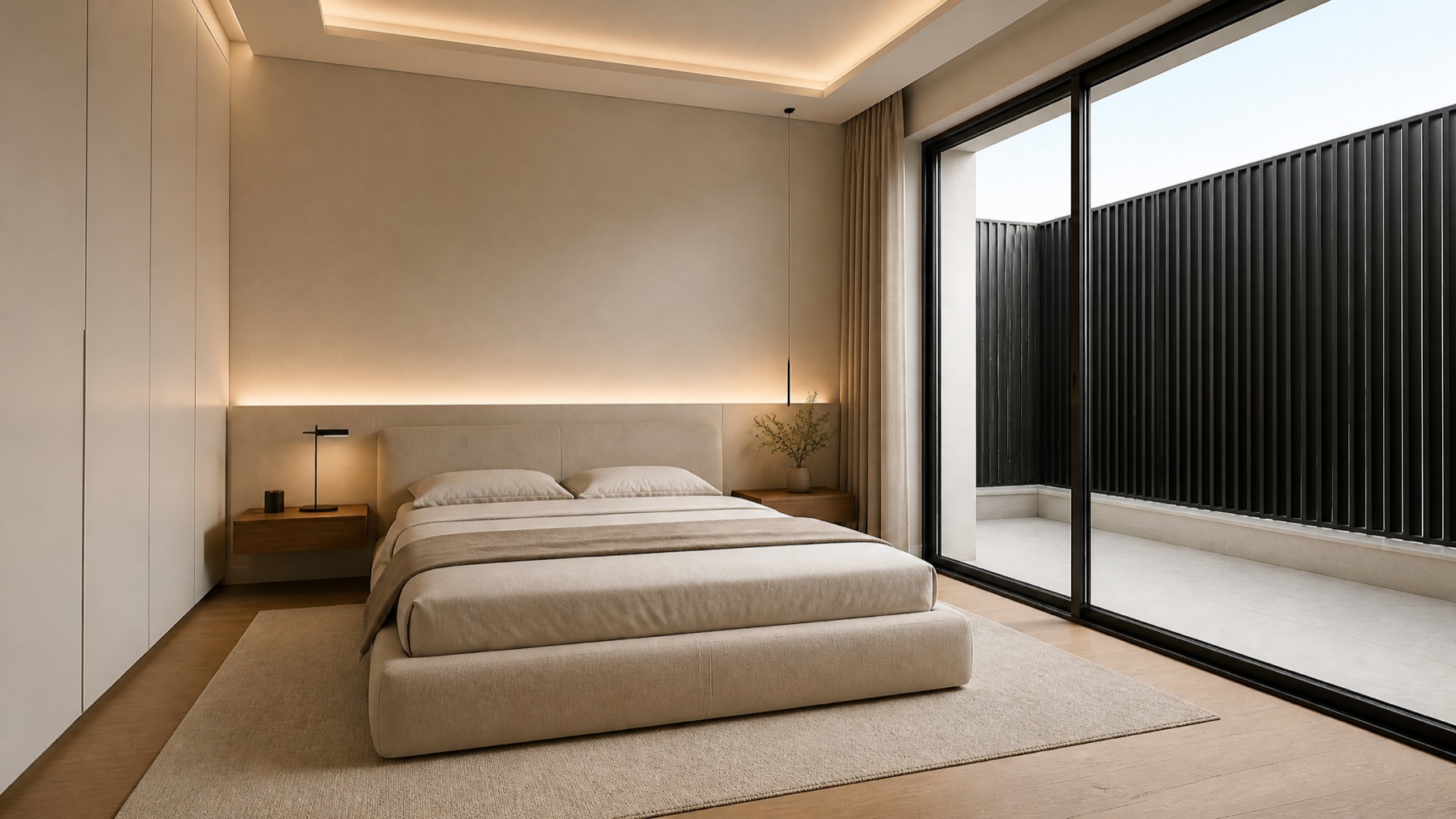 Segundo dormitorio en suite con ventanal a la terraza