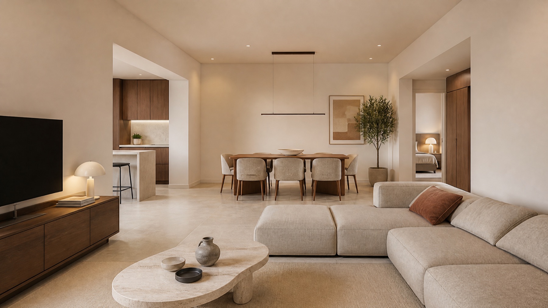 Salón-comedor del proyecto de Pinos Alta 35